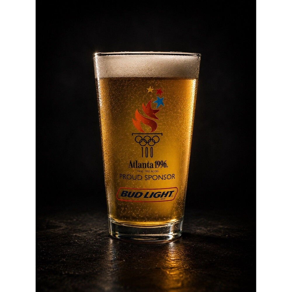 Vintage Bud Light Atlanta 1996 Olympics Pint Glass Beer Collectible 100 Years